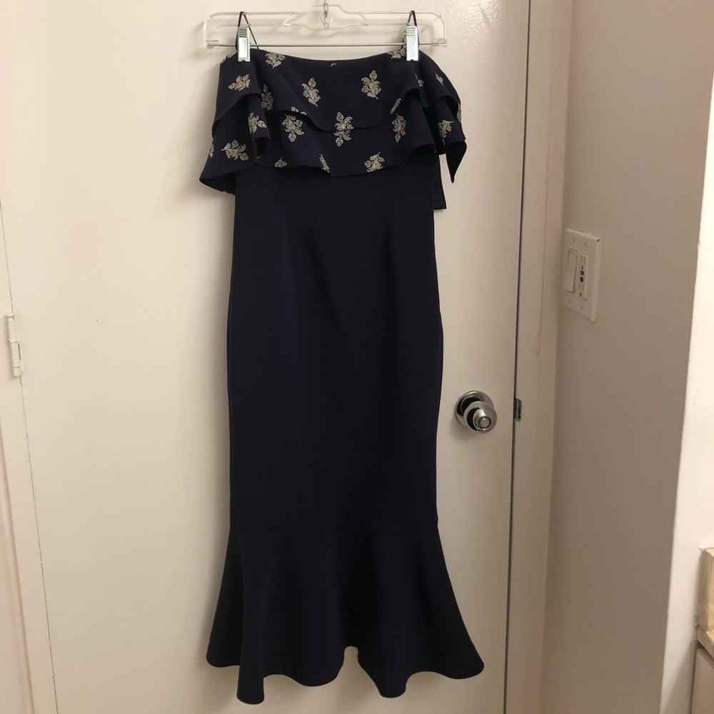 Cinq a Sept Eza Strapless Embroidered Ruffle Dress - Picture 5 of 8
